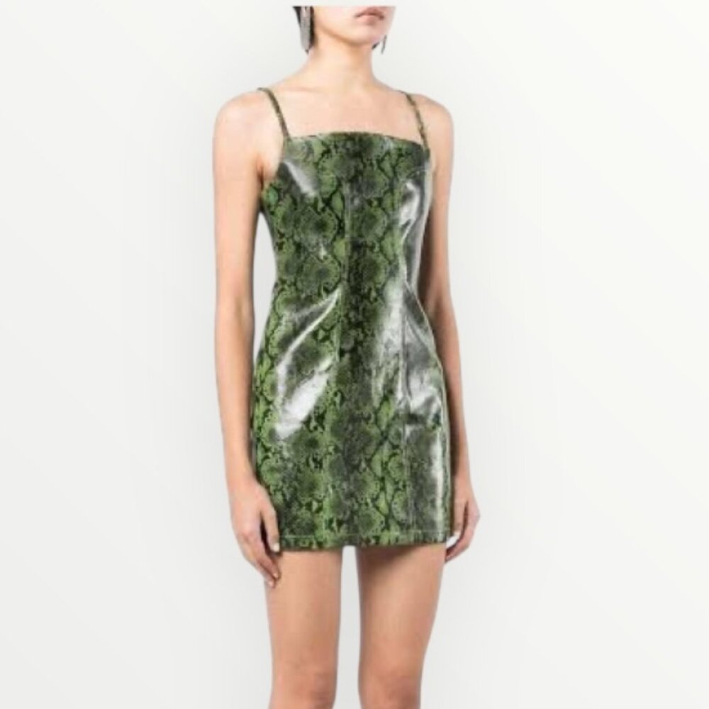 Stolen Girlfriends Club Glam Metal Python Dress In Green
